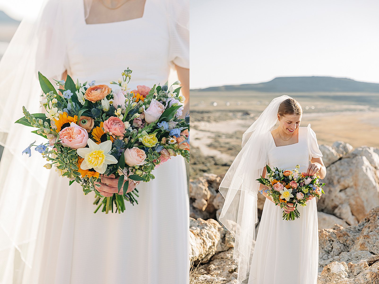 Antelope Island Wedding Pictures Colorful Bouquet made by Hazel Floral Co